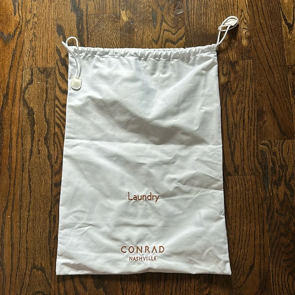 Conrad Nashville embroidered laundry bag twill drawstring white 15 x 22in